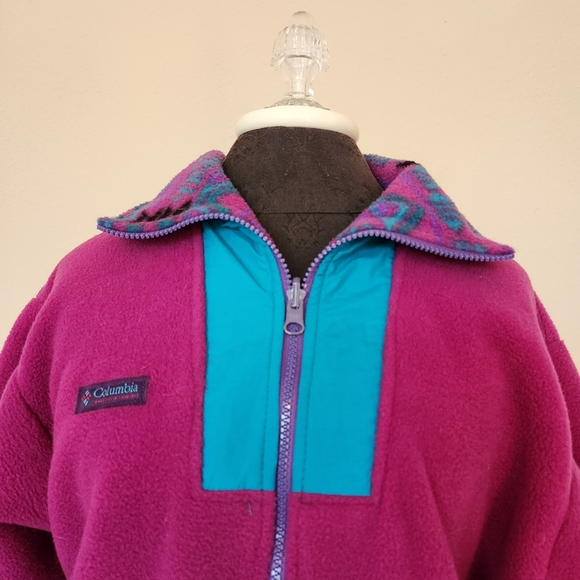 Columbia Vintage 90's Color Block Zipped Fleece Women's M - Picture 3 of 8